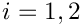 $ i = 1,2 $