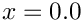 $ x = 0.0 $
